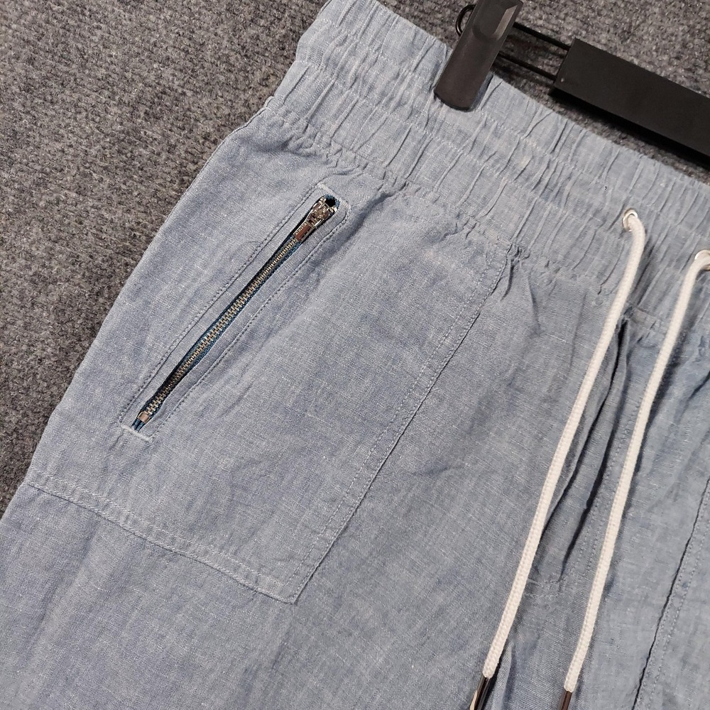 Athleta Pants Womens 12 Blue Cabo Linen Jogger Drawstring Cuffed Lightweight - Picture 3 of 11
